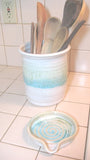 Crock/Utensil Jar in Sandy Shores
