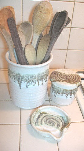 Handthrown Crock and Utensil Set