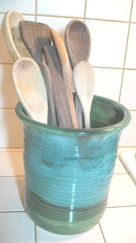 Crock Utensil Jar in Emerald Isle Green – Small House Pottery