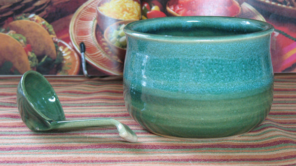 Salsa Bowl in Emerald Isle Green – Small House Pottery