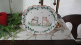 Oval Plate with Tan and Brown Cats