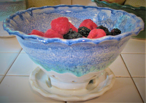 Berry Bowl in Our Dark Ocean Breeze Glaze Pattern