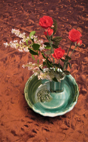 Bud Vase with a Frog in our Emerald Isle Green Glaze