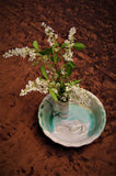 Bud Vase with a Sea Horse in our Sandy Shores Glaze