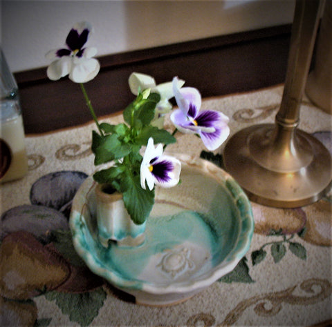 Bud Vase with Sea Turtle in Sandy Shores Glaze