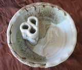 Bud Vase with Seahorse in Espresso Mint Glaze