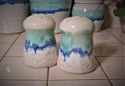 Salt and pepper Set in Our Light Ocean Breeze Glaze