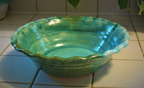 Fluted Serving Bowl in Our Emerald Isle Green Glaze