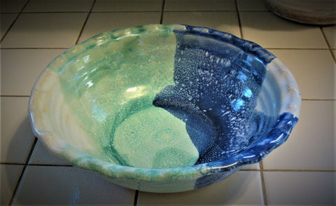 Fluted Serving Bowl in Our Ocean Breeze Glaze