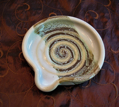 Spoon Rests in Our Espresso Mint Glaze Pattern