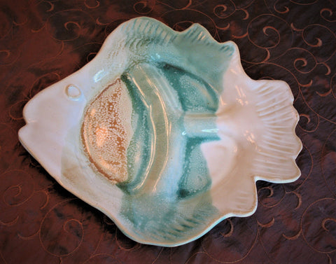 Sectioned Fish Plate in Our Sandy Shores Glaze Pattern