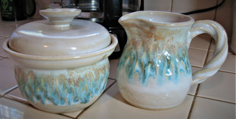 Creamer and Sugar Bowl Set in Our Sandy Shores Glaze
