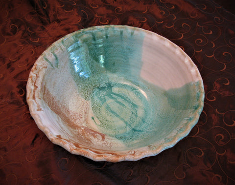 Large Fluted Serving Bowl in Our Sandy Shores Glaze Pattern